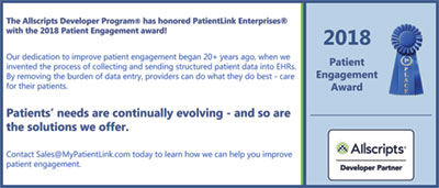 AllScripts Patient Engagement Award 2018